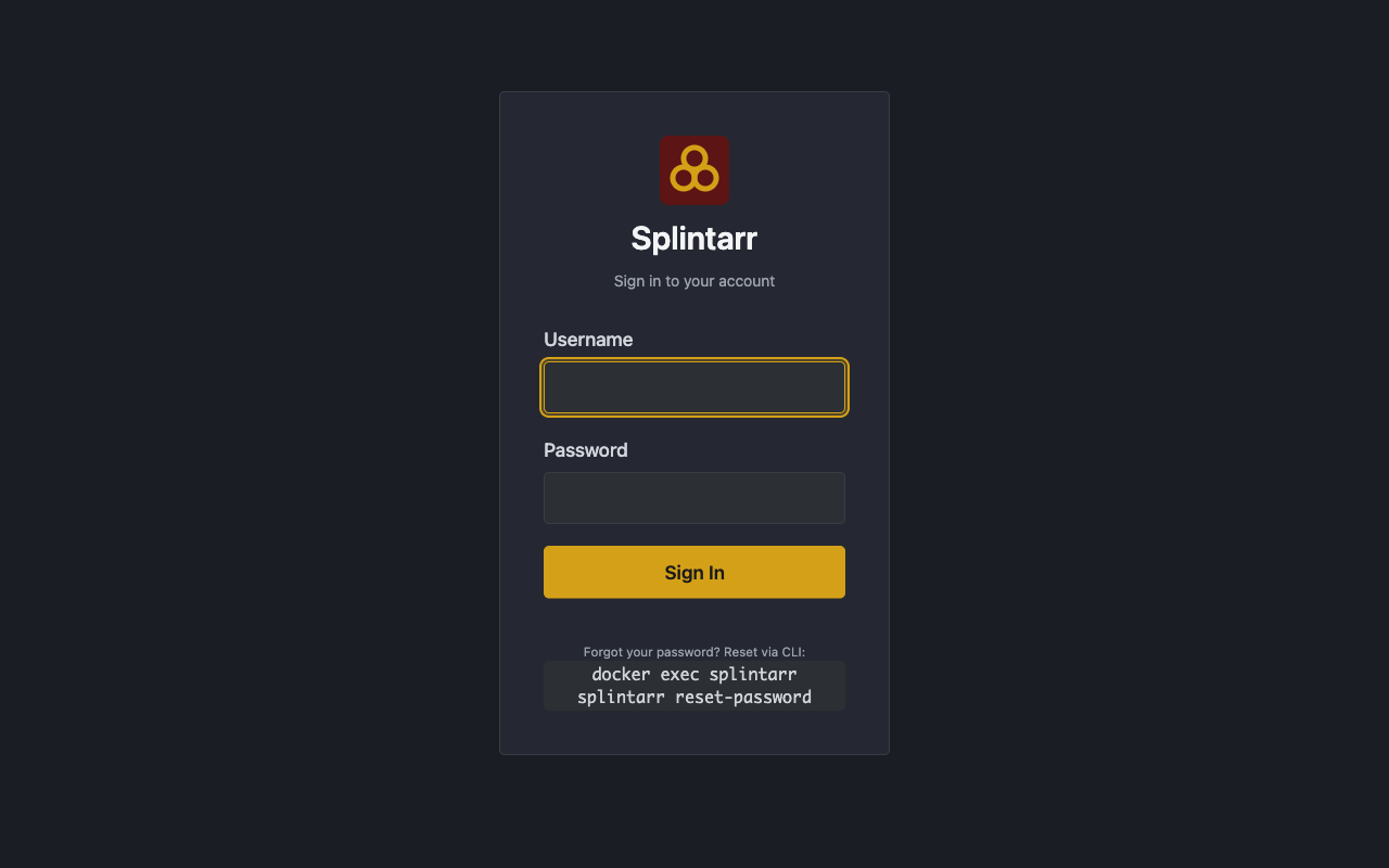 Login page with password reset hint